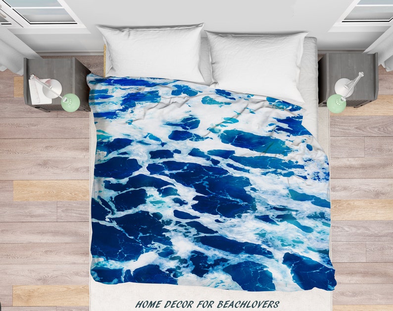 Deep blue ocean water Duvet Cover Boho Water Bedding sea blue Etsy
