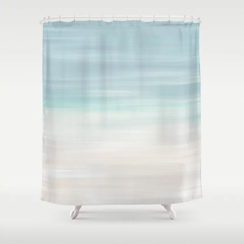 Abstract Light Turquoise Ocean Shower Curtain Beach Bath Decor Etsy