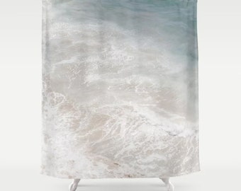 Coastal Shower Curtain, Turquoise sea, coastal bathroom decor, serene beach shower curtain, wave, ocean, beach house bath decor, 71x74 inch