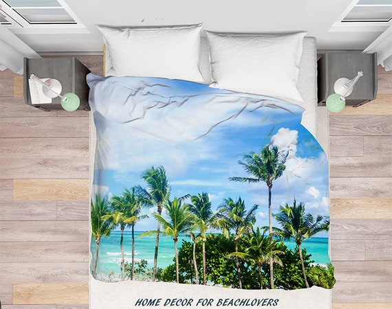 Palm Trees Duvet Cover Palms Miami Beach Florida Palms Beach Etsy