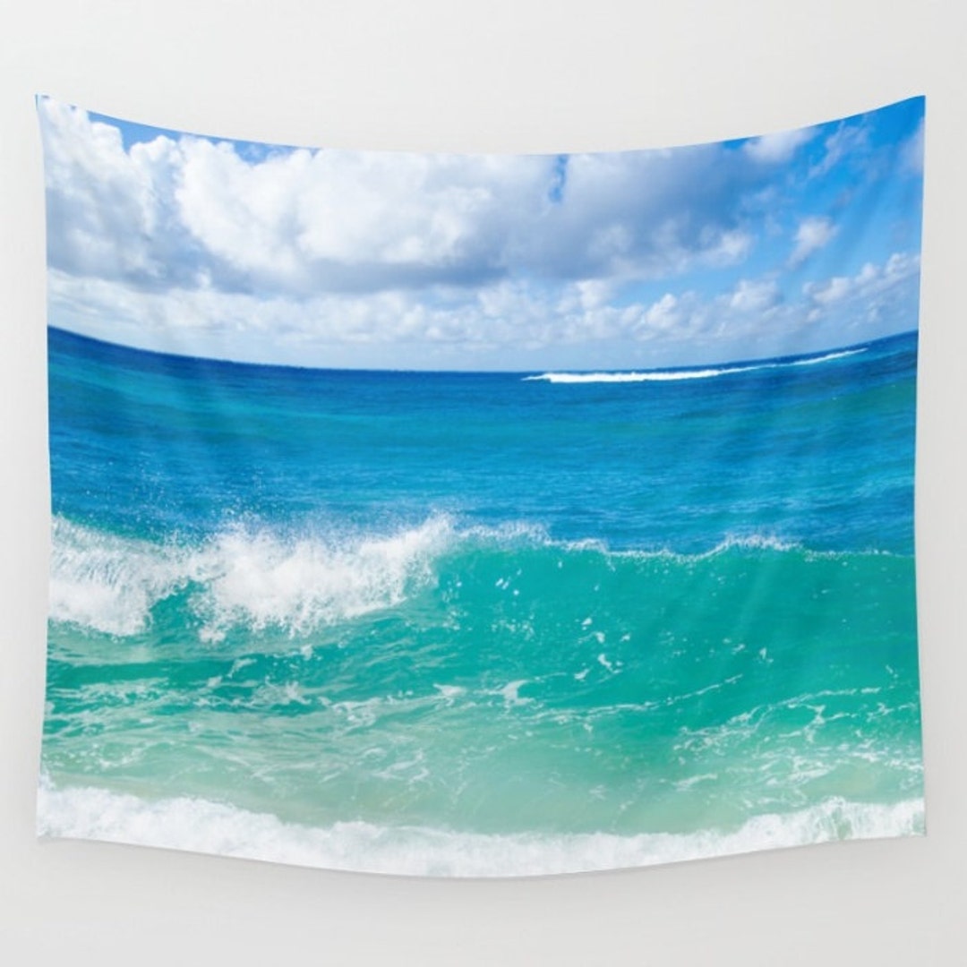 Tropical Beach Wall Tapestry Ocean Wall Tapestry Blue Etsy