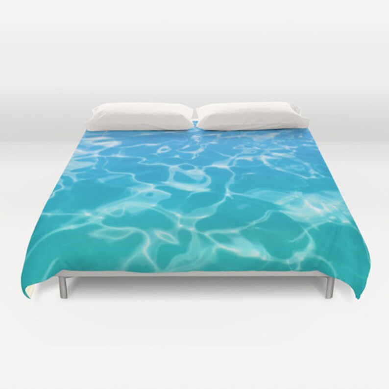 Water Duvet Cover With Blue Teal Aqua Water Bedding Ocean Etsy