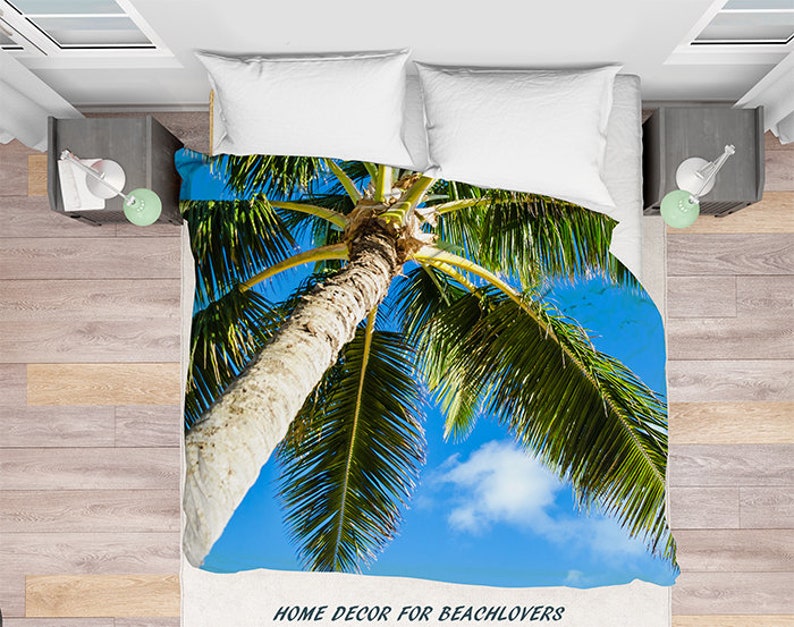 Palm Duvet Cover With Coconut Palm Tree Palm Tropical Etsy