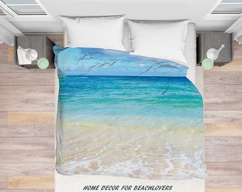 Strand Bettbezug mit hawaiianischen Ozean, Wasser Bettwäsche, Welle blau Aqua, Meer, Ozean Bettdecke Abdeckung, Schlafzimmer Akzent, Türkis, Petrol, Ozean Bettwäsche