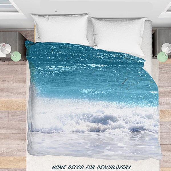 Ocean Duvet Cover - Water Bedding - Blue turquoise water duvet cover - tropical bedding - Bedroom Accent Interiors - Turquoise ocean bedding