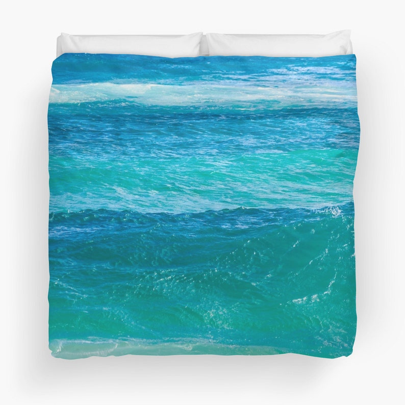 Ocean Duvet Cover With Deep Teal Water, Water Bedding, Water Duvet