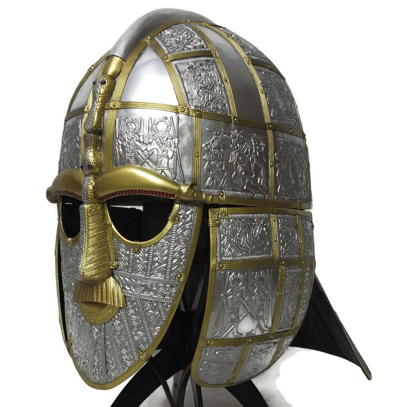 Larp Armor, Anglo Saxon Sutton Hoo helmet, Cosplay helmet, viking helmet, larp helmet, fantasy helmet image 2