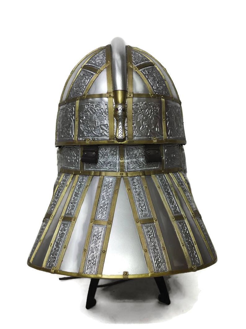 Larp Armor, Anglo Saxon Sutton Hoo helmet, Cosplay helmet, viking helmet, larp helmet, fantasy helmet image 7