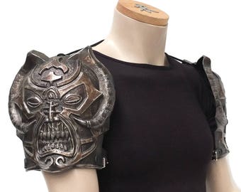 Larp Armor unholy demon shoulders, pauldrons, spalders, spaulders, SCA, LRP, Theatrical