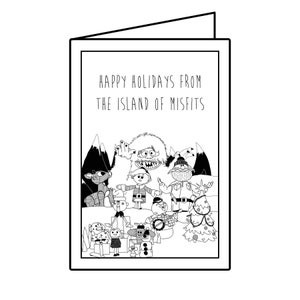 Carte de vœux de l’île des Misfits (4"x6 ») | Carte de Noël illustrée, Noël des années 80, Cartes amusantes