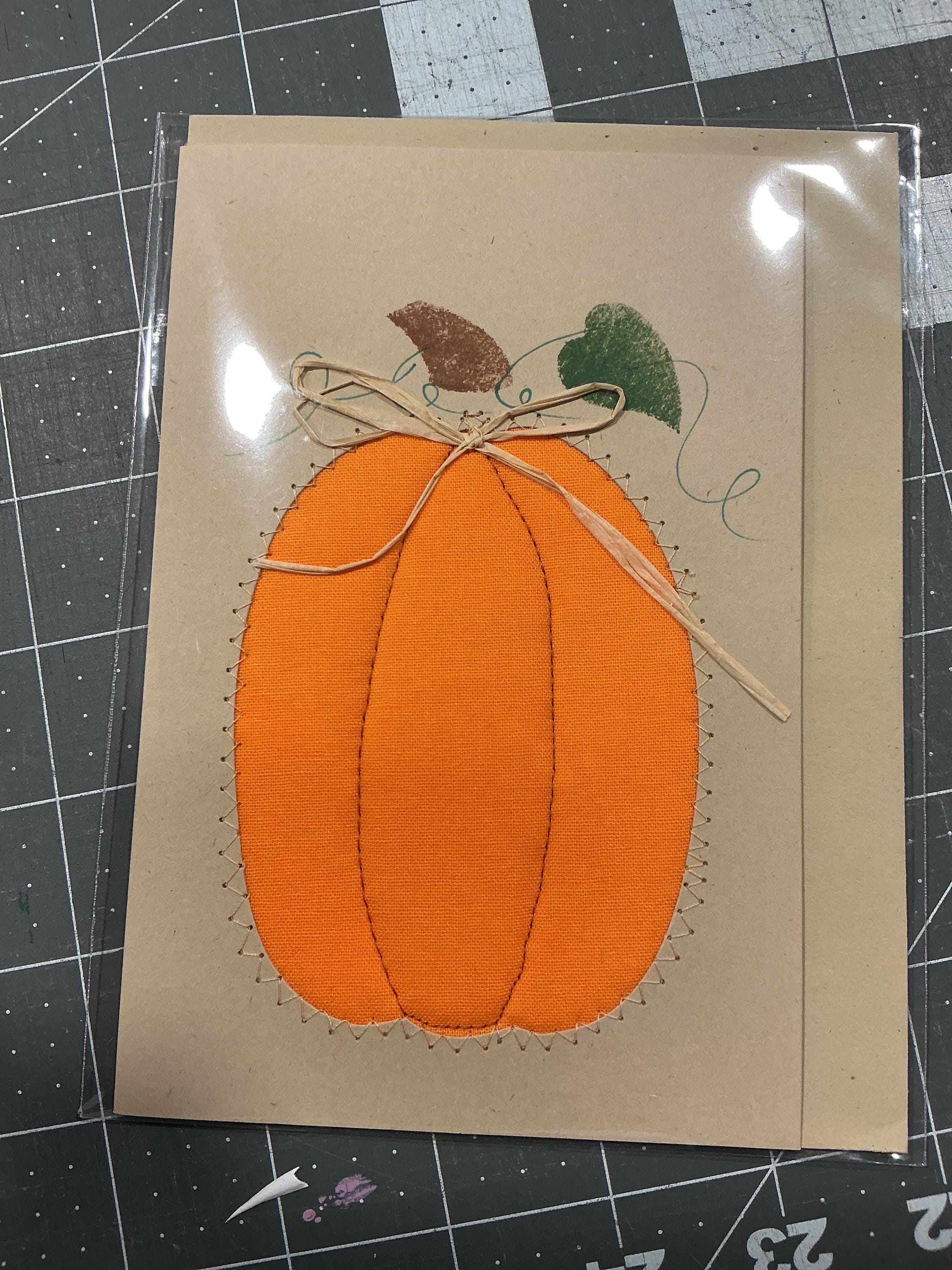 BEST Pumpkin Folk Art Fall Blank Note Cards Quilted Homemade Sewn ...