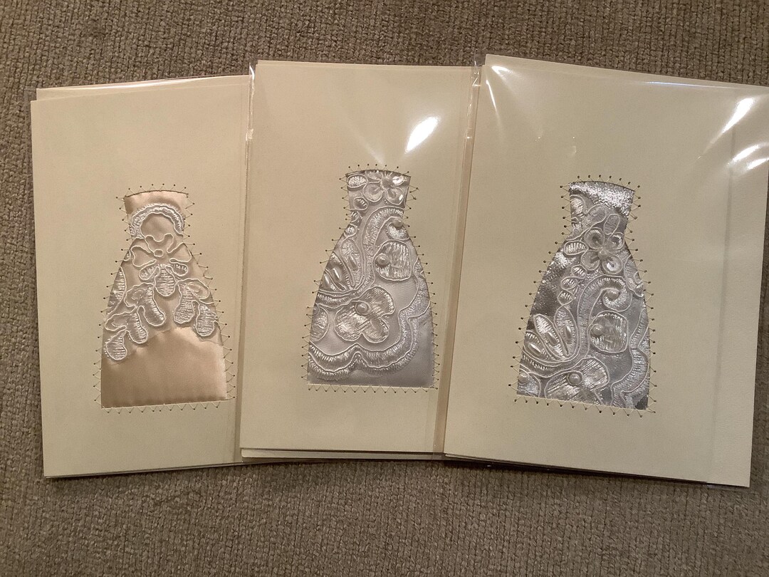 BEST Wedding Dress Blank Note Card Quilted Greeting Card Handmade Sewn ...