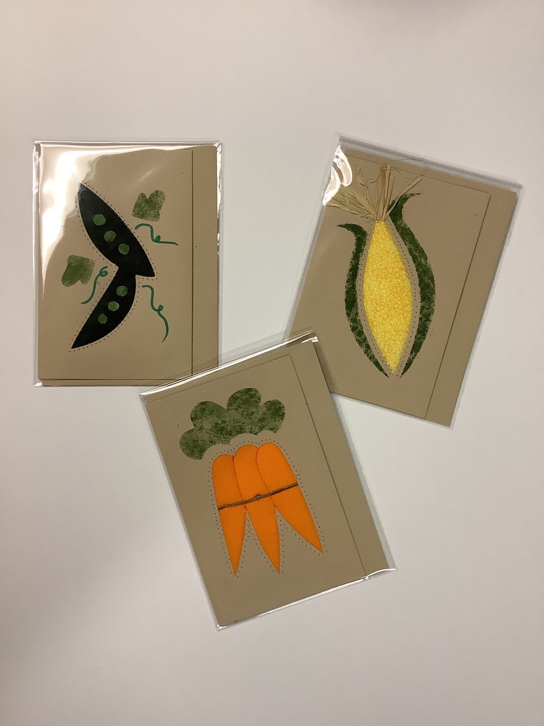 Vegetable Notelets BEST Vegetables Handmade Blank Note Card Greeting Card Vegetable Peas ...