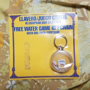 Vintage Camel Cigarettes Water Game Keychain on Card