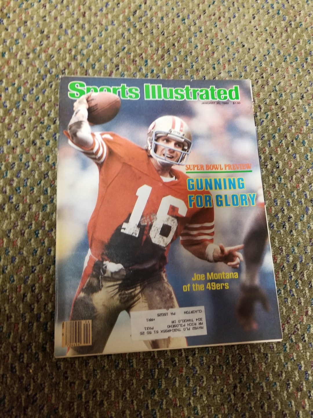 Sports Illustrated Joe Montana Cover January 26 1982 Etsy
