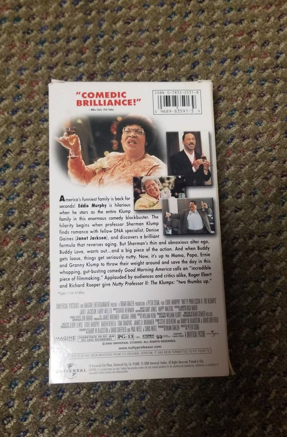 Nutty Professor II 2 the Klumps VHS Tape Eddie Murphy - Etsy