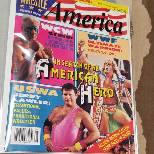 Wrestle America Magazine August 1992 Jerry Lawler Sting Ultimate Warrior Cover