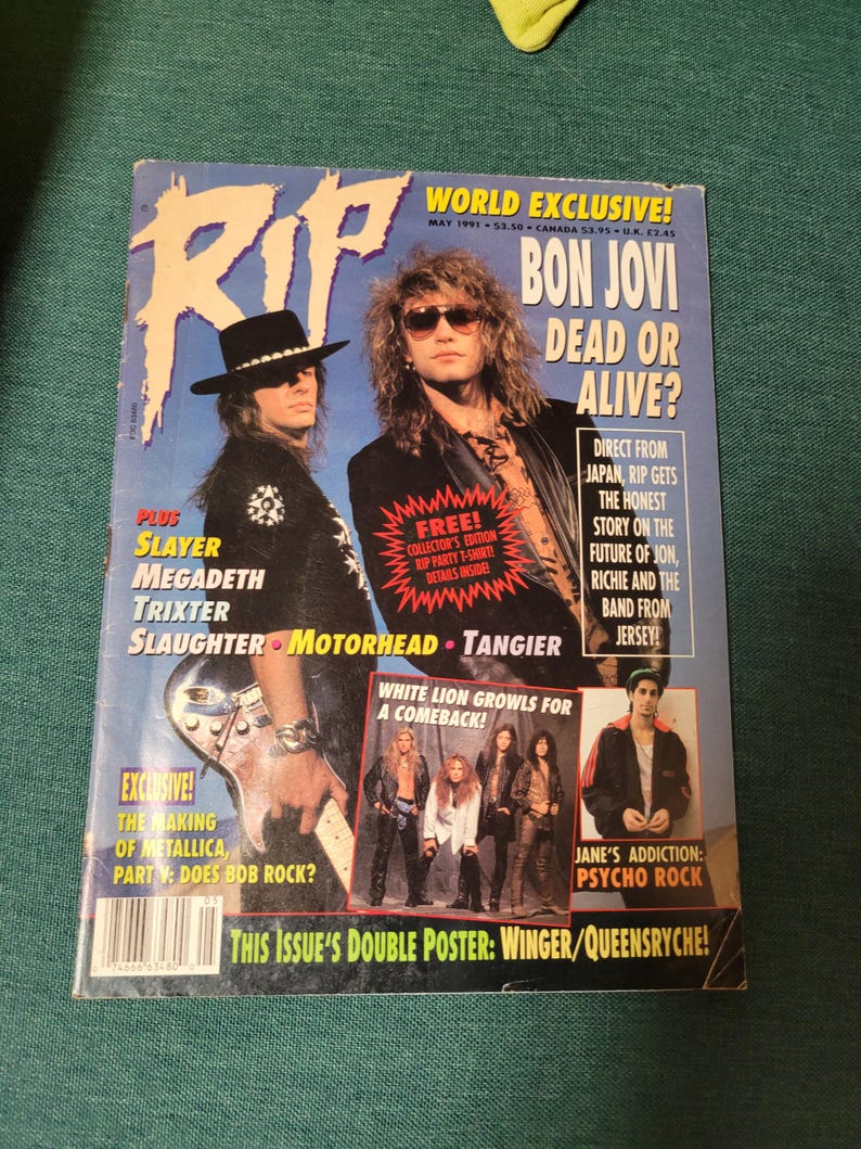 RIP Magazine: May 1991 W/ Poster - Bon Jovi, Megadeth, Queensryche ...