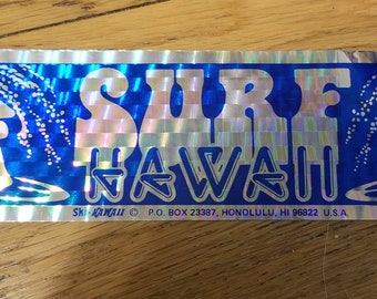 Vintage Surf Hawaii Prismatic Bumper Sticker