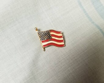 Vintage American Flag Enamel Pinback Button