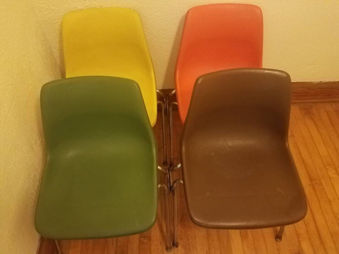 Vintage Howell Fiberglass Kids Chairs Set of 4 Multi Color Charles Furey Etsy