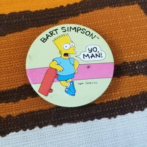 Vintage Bart Simpson Yo Man Pinback Button