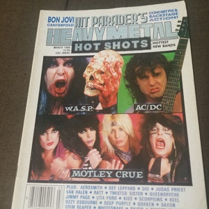Heavy Metal Hot Shots March 1986 WASP Motley Crue ACDC Cover