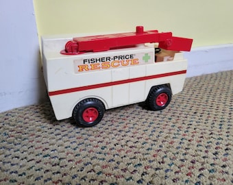 【希少品】Fisher-Price RESCUE 消防車 1974年製おもちゃ Vintage Fisher Price Adventure People Emergency Rescue Truck