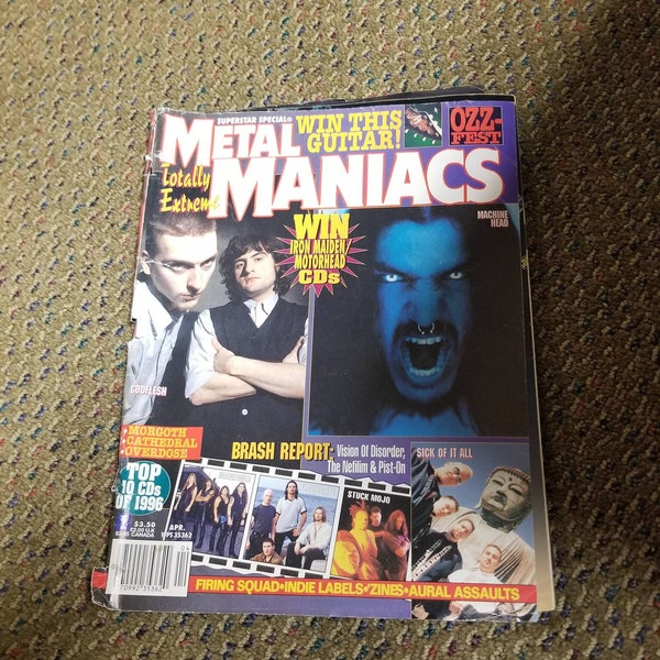 Metal Maniacs Magazine April 1997 Godflesh Machine Head Cover LOOSE COVER