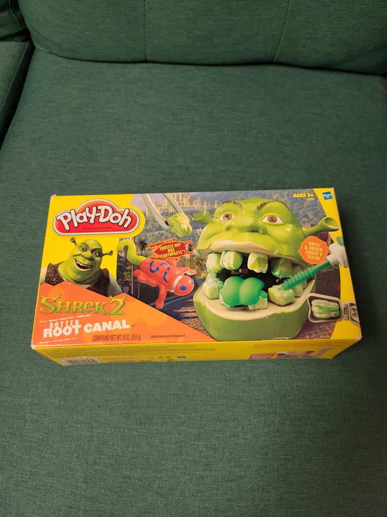 Vintage Play Doh Shrek 2 Rotten Root Canal Toy Dentist Playset Hasbro ...