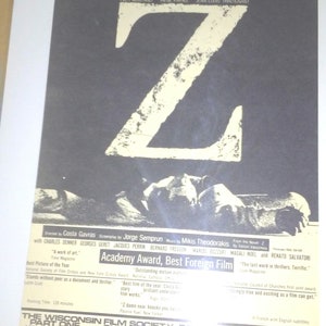 Vintage 1970er Jahre Z Film Poster Film Flyer Original KEINE REPRODUKTION