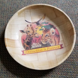 Vintage Busch Gardens 12&quot; Souvenir Bowl Extinction is Forever