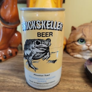 Lata de cerveja vintage - Brickskeller Beer Houston Toad