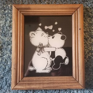 vintage Panda Bear Carnival Miroir en verre encadré