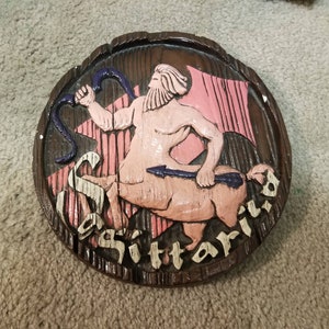 Vintage 1970s Sagittarius Wall Hanging chalkware
