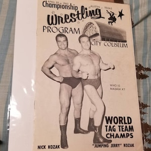 April 25th 1963 Championship Wrestling Program Austin Texas City Coliseum Nick Kozak Jumping Jerry Kozak