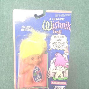 Uneeda Wishnik Troll 3&quot; with Orange hair New On Card