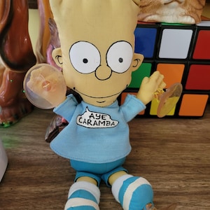 Vintage 1990 Bart Simpson No Way Man Window SUCTION CUP Plush Stuffed 11&quot; Toy