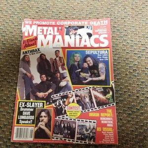 Metal Maniacs Magazine August 1993 Anthrax Sepultura Cover LOOSE COVER FAIR