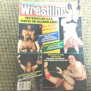Sports Review Wrestling Ric Flair Rick Martell Sgt Slaughter Cover June 1985