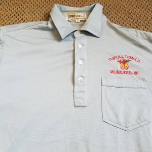 Vintage Tripoli Temple Milwaukee Polyester Polo Shirt M Circus