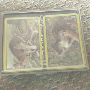 Stancraft geplastificeerde speelkaarten dieren in plastic doos vintage