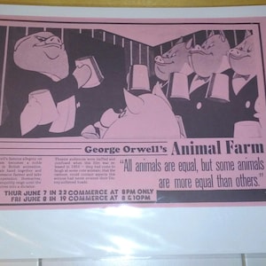 Volantino della società cinematografica Gorge Orwell&#39;s Animal Farm, anni &#39;80