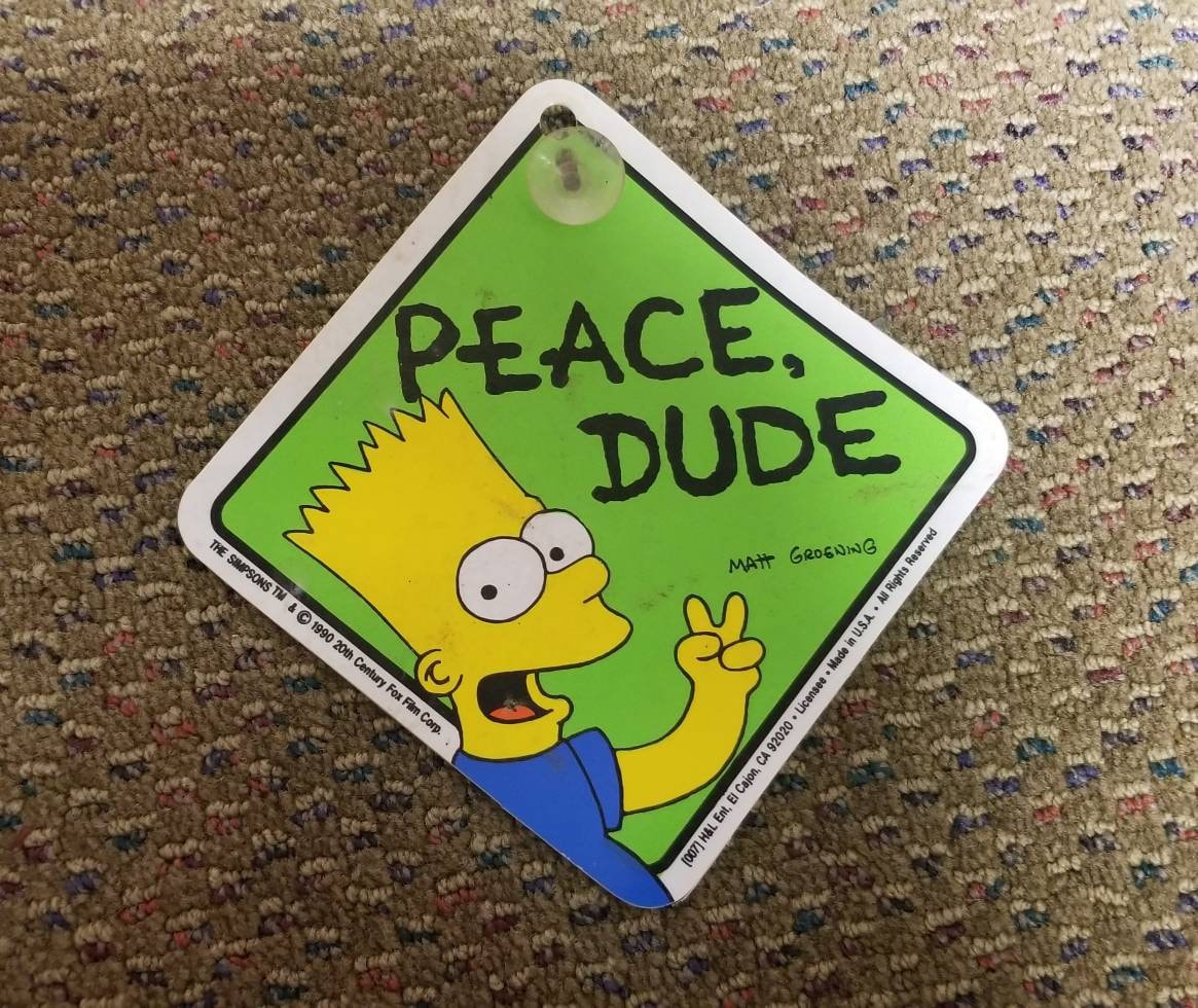 Vintage Peace Dude Bart Simpson Sign