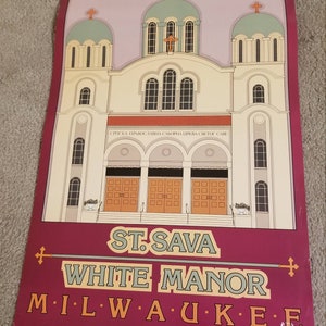 Vintage Milwaukee Wisconsin Saint Sava White Manor Poster