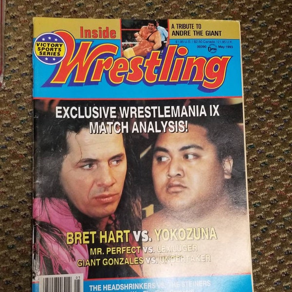 Victory Sports Series Inside Pro Wrestling Magazine May 1993 Bret Hart Yokozuna Cover