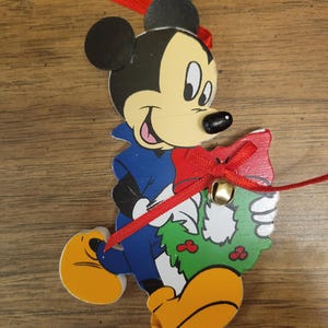 Vintage 1980s Disney Kurt Adler MICKEY MOUSE Wood Christmas Ornament