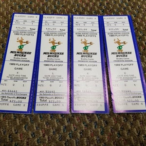 Vintage Milwaukee Bucks 1989 NBA Playoffs 4 Unused Tickets