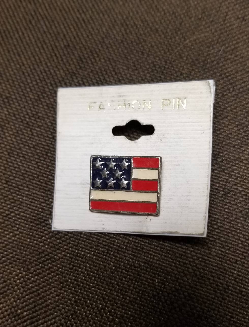 Vintage American Flag Enamel Pinback Button