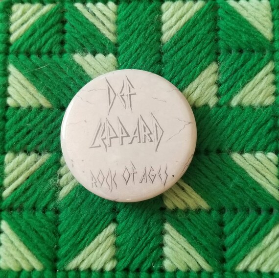 Vintage Def Leppard Rock Of Ages Pinback Button - image 1